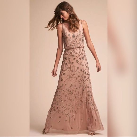 BHLDN Arcata Dress Sandstone by Adrianna Papell sz 6